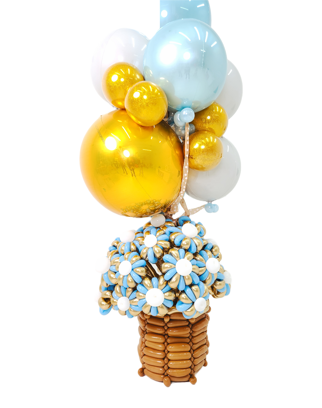 Deluxe Floral Balloon Bouquet Basket