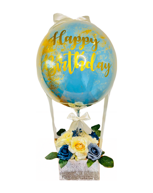 Deluxe HBD Hot Air Balloon Floral Box *Personalized Balloon